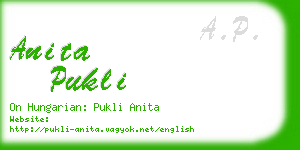 anita pukli business card